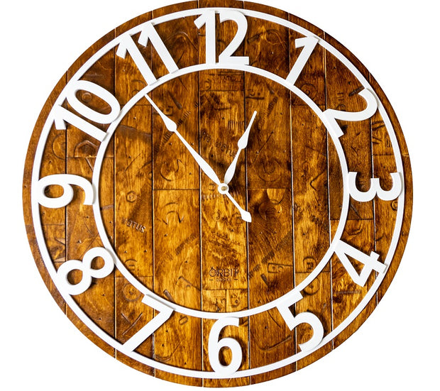 24" brown and white wooden wall clock steampunk distressed image 7