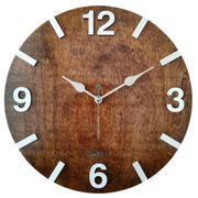 Dark Walnut 12" Round Wall Clock Brown Smooth Glossy Finish image 0
