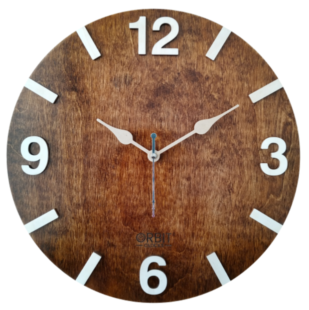 Dark Walnut 12" Round Wall Clock Brown Smooth Glossy Finish image 0
