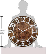 24" brown and white wooden wall clock steampunk distressed image 3