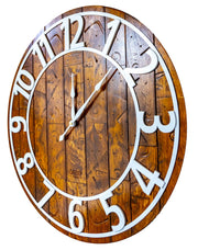 24" brown and white wooden wall clock steampunk distressed image 5