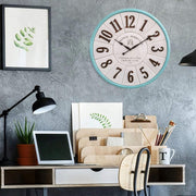 White Vintage Farmhouse Wood Wall Clock image 3