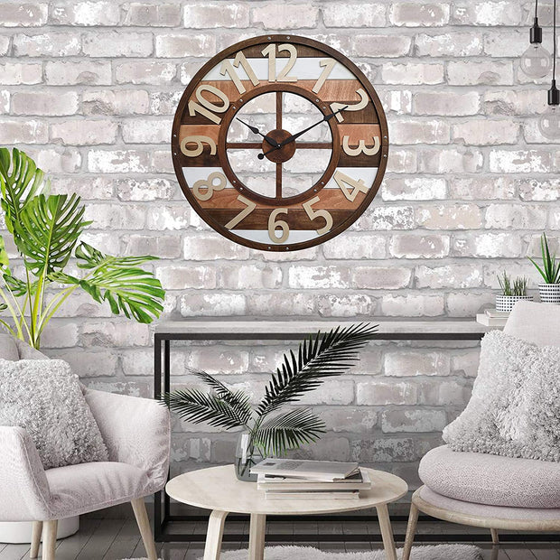 Farmhouse Rustic Wood Wall Clock image 3