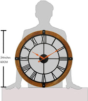 Handcrafted Large Wall Clock with Roman Numeral 24" image 4