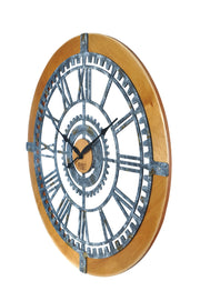 Large Wooden Wall Clock with Galvanized Texture image 2