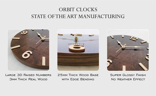 Dark Walnut 12" Round Wall Clock Brown Smooth Glossy Finish image 8