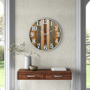 Shiplap with white Rim Large Rustic Wooden Wall Clock image 3