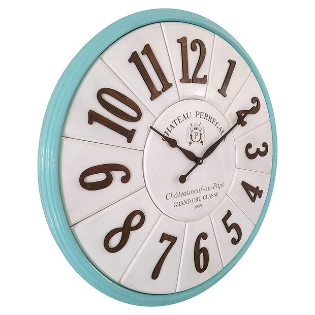 White Vintage Farmhouse Wood Wall Clock image 1