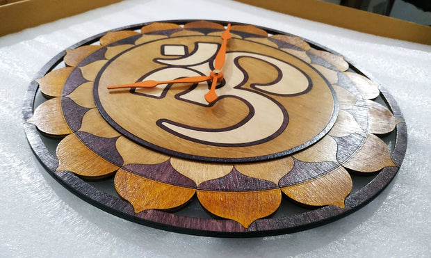 Om Handcrafted Wooden Wall Clock for Yoga or Meditation Room image 7