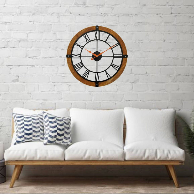 Handcrafted Large Wall Clock with Roman Numeral 24" image 3