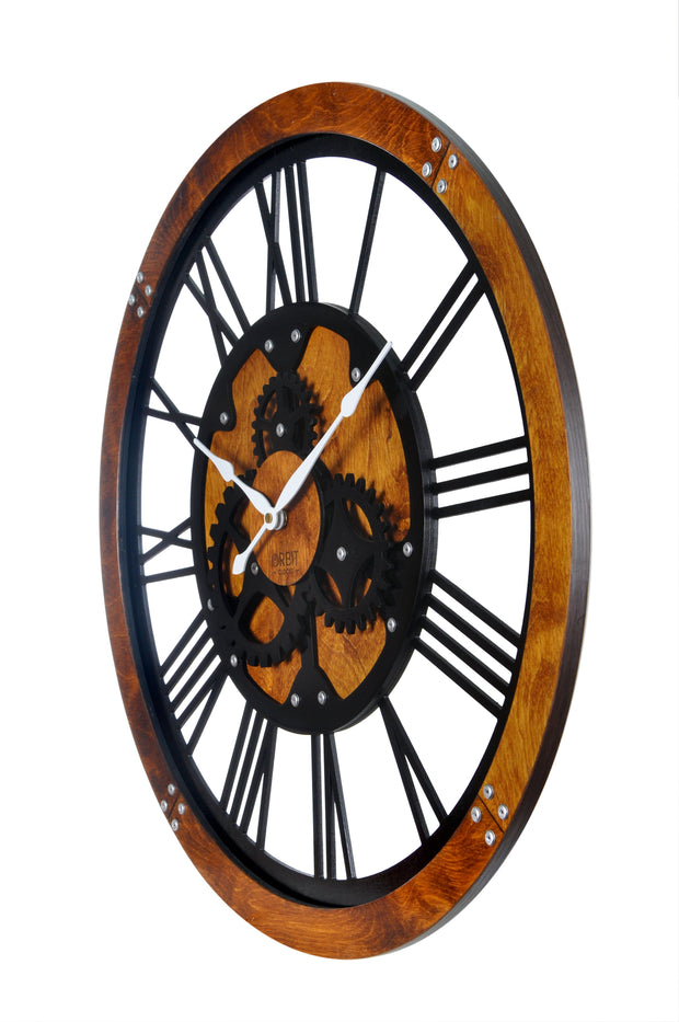 Brown and Black Gear Wooden Wall Clock image 5