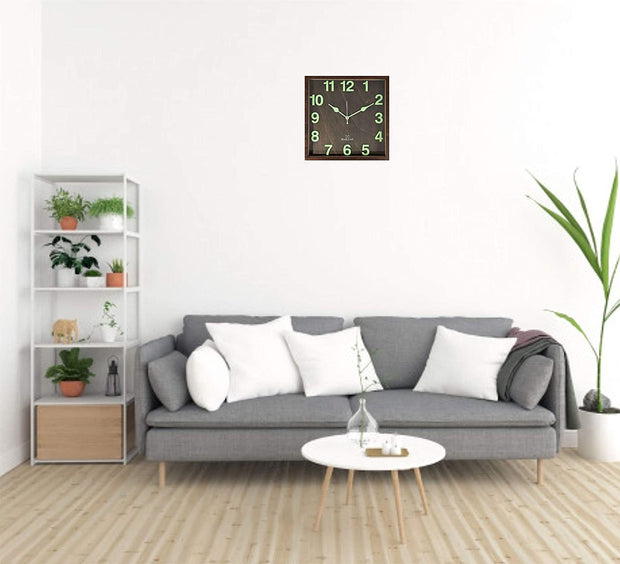 Square Glass Cover Radium Wall Clock image 2