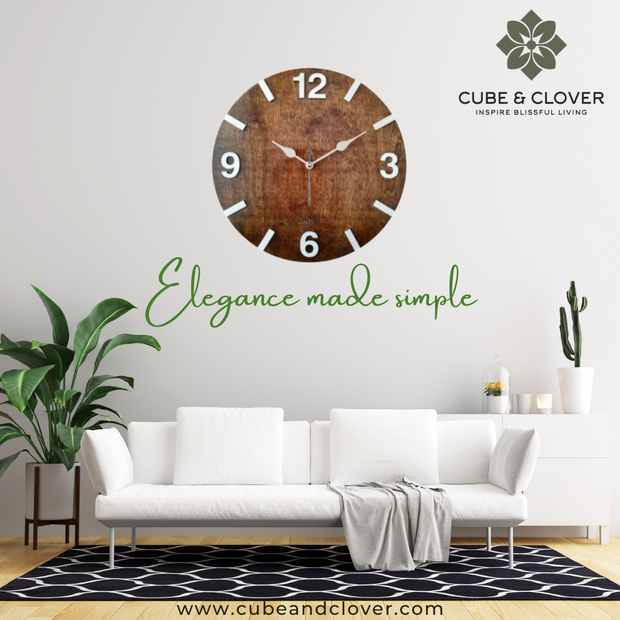 Dark Walnut 12" Round Wall Clock Brown Smooth Glossy Finish image 11