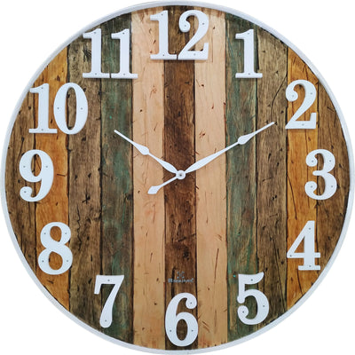 Shiplap with white Rim Large Rustic Wooden Wall Clock image 0