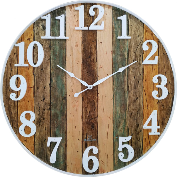 Shiplap with white Rim Large Rustic Wooden Wall Clock image 0