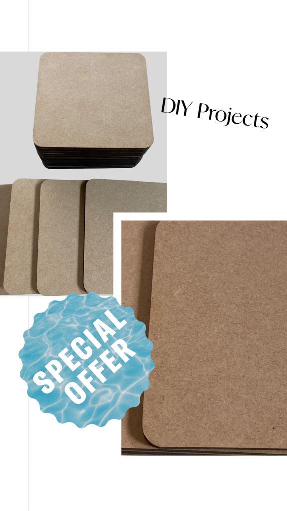 DIY Crafts Coaster Set MDF Square image 2