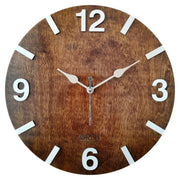 Dark Walnut 12" Round Wall Clock Brown Smooth Glossy Finish image 9