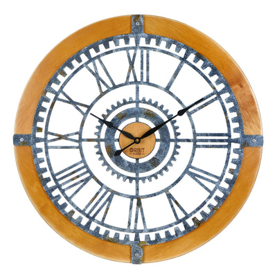 Large Wooden Wall Clock with Galvanized Texture image 0