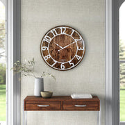 24" brown and white wooden wall clock steampunk distressed image 4